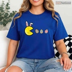 Video Game Eating Easter Eggs Retro Gamer T-Shirt Men Boys Kids Teen Gaming Tee