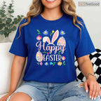 Happy Easter Sayings Egg Bunny T-Shirt Small Cute Spring Holiday Graphic Shirt