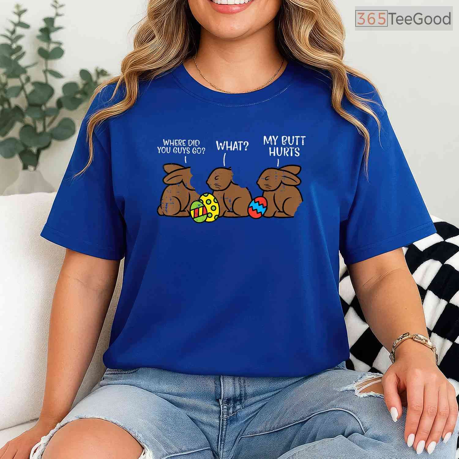 Where Did You Guys Go Chocolate Bunny T-Shirt Funny Easter Kids Humor Gift Tee