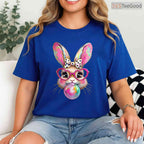 Happy Easter Bunny Coquette Bow T-Shirt Cute Ribbon Brushstroke Girls Shirt