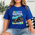 Boys Happy Easter Monster Truck T-Shirt Eggs Crusher Toddler Vehicle Shirt