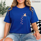 Easter Cute Bunny In Pocket T-Shirt Rabbit Footprints Faux Pocket Gift Shirt
