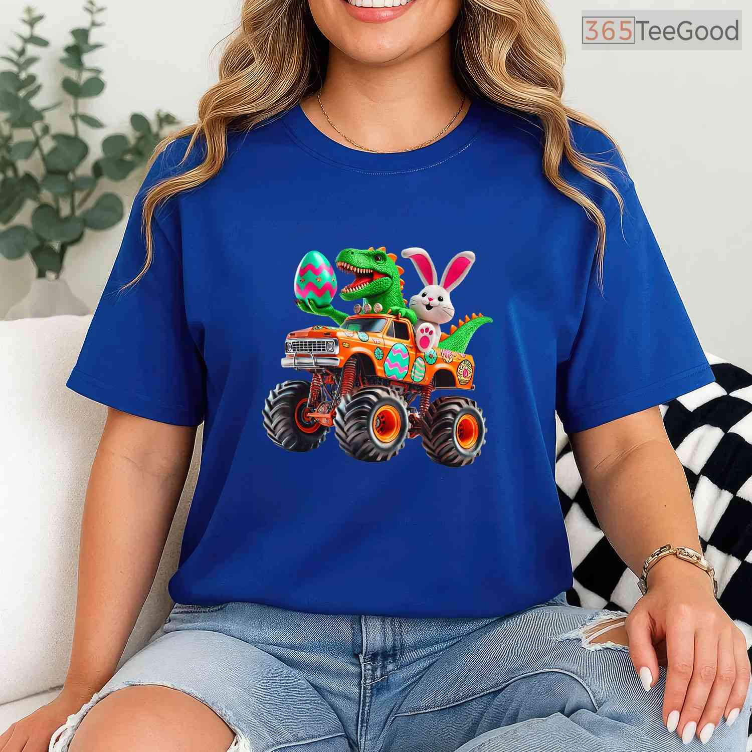 Bunny T-Rex Easter Monster Truck T-Shirt Dino Funny Boys Cool Vehicles Shirt