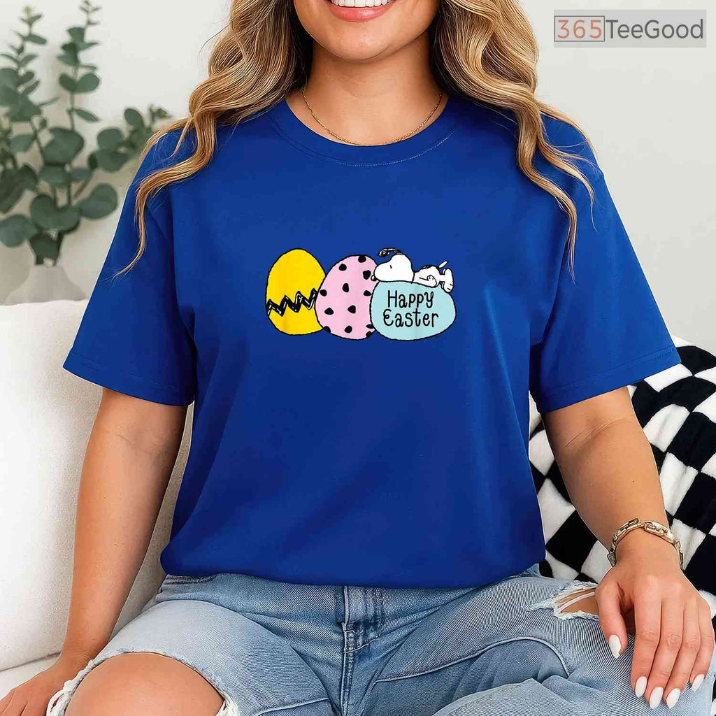 Peanuts Happy Easter Eggs T-Shirt Snoopy Charlie Brown Classic Cartoon Shirt
