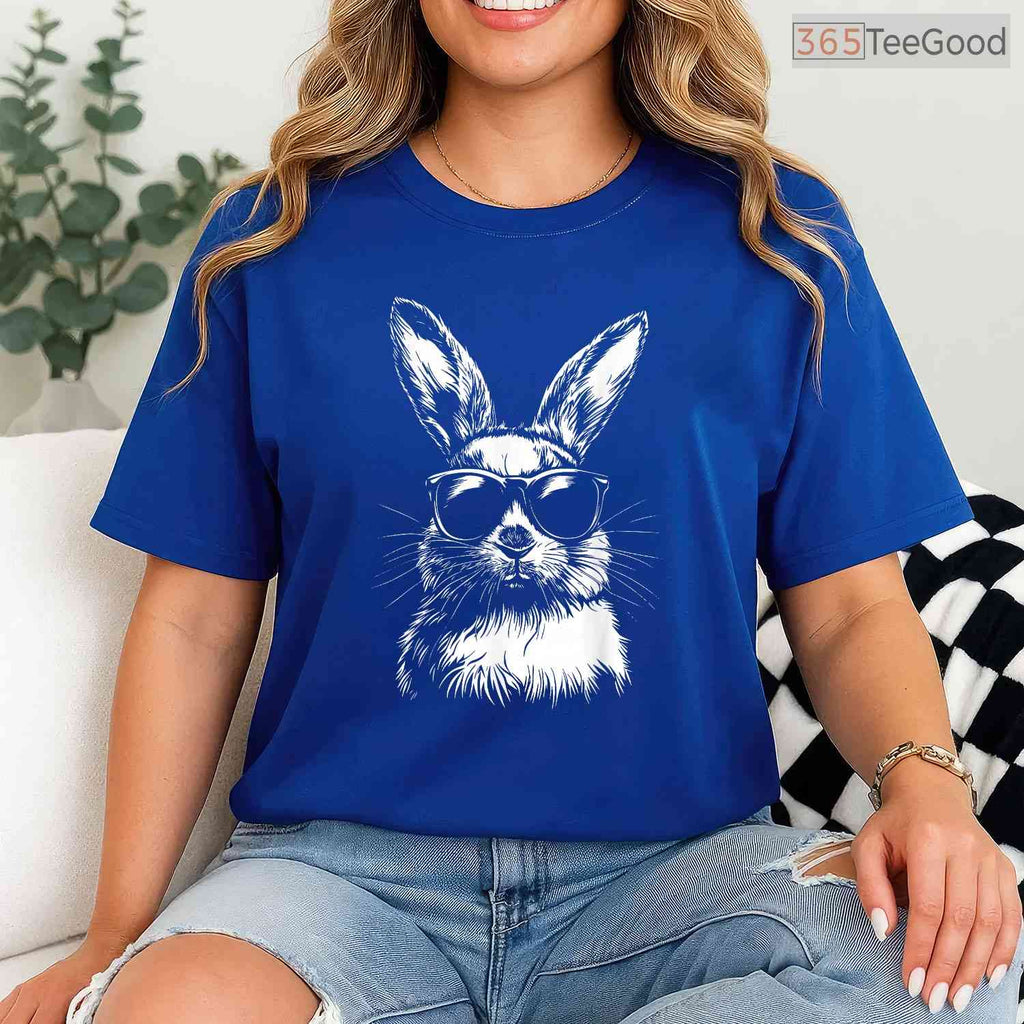 Rabbit Easter Bunny Sunglasses T-Shirt Cool Hipster Glasses Spring Gift Shirt