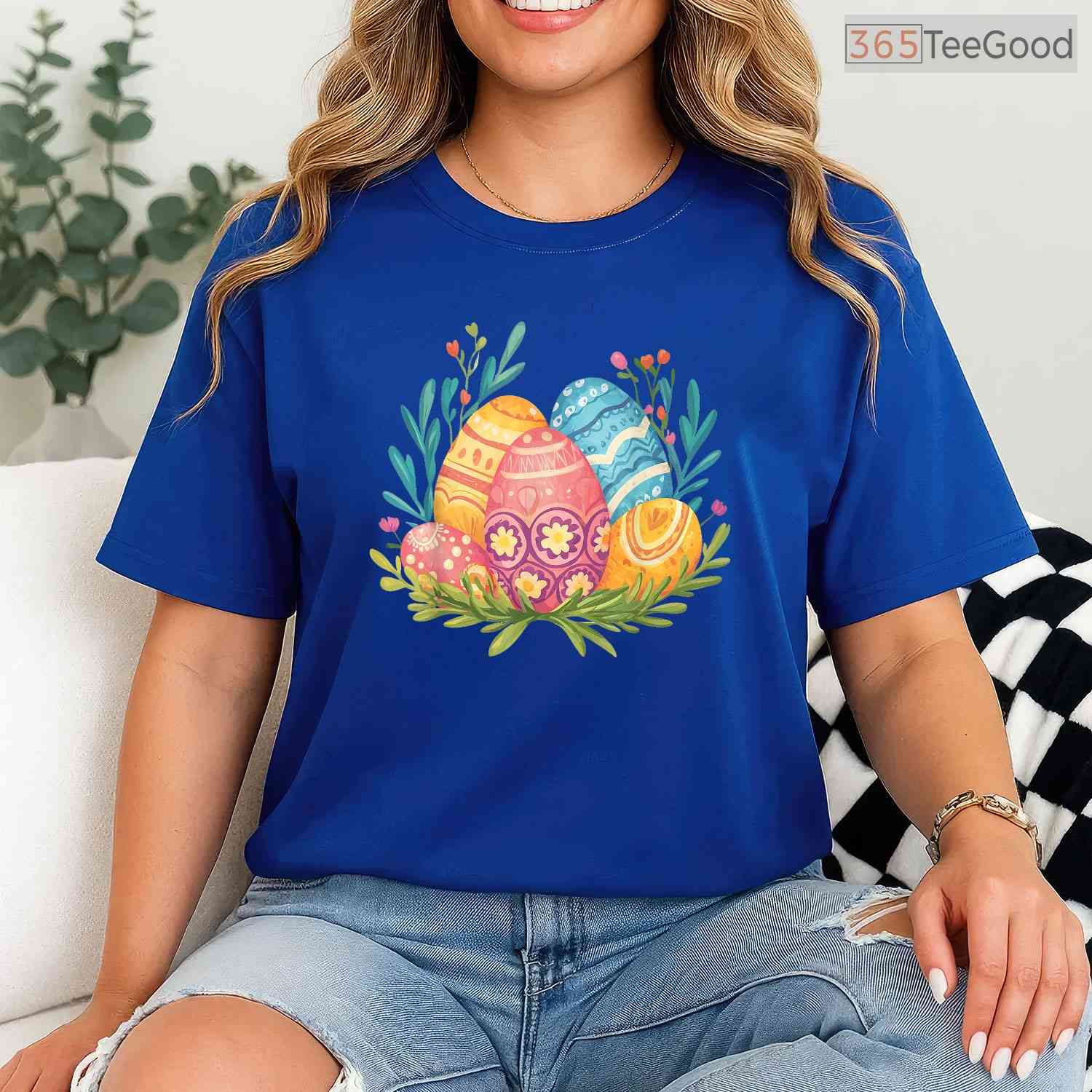 Easter Eggs Graphic T-Shirt Colorful Pattern Happy Holiday Spring Vibe Shirt