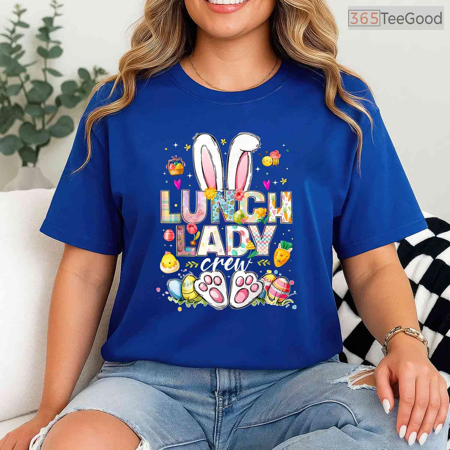 Lunch Lady Crew T-Shirt Funny Bunny Cafeteria Squad Happy Easter Day Shirt