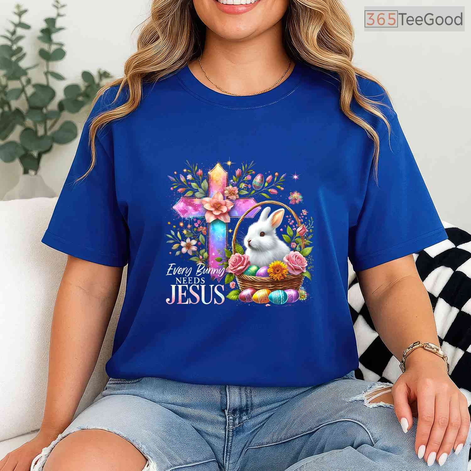 Easter Cross Bunny Needs Jesus T-Shirt Rabbit Christian Religious Faith Shirt
