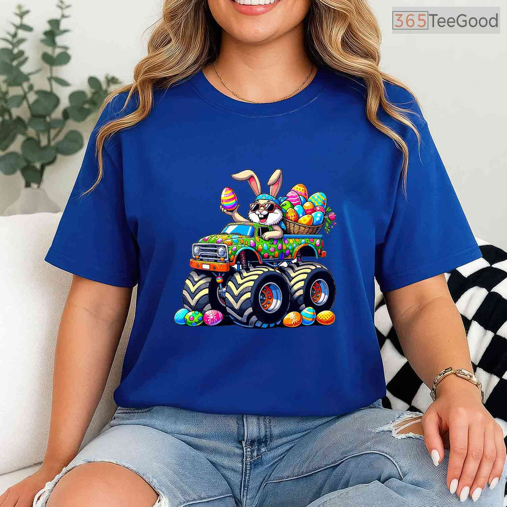 Easter Day Bunny Monster Truck Eggs T-Shirt Cool Rabbit Vehicle Toddler Shirt