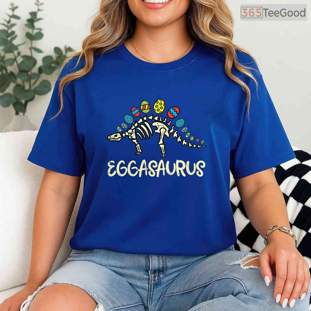 Kids Eggasaurus Easter Stegosaurus T-Shirt Dinosaur Boys Toddler Funny Shirt