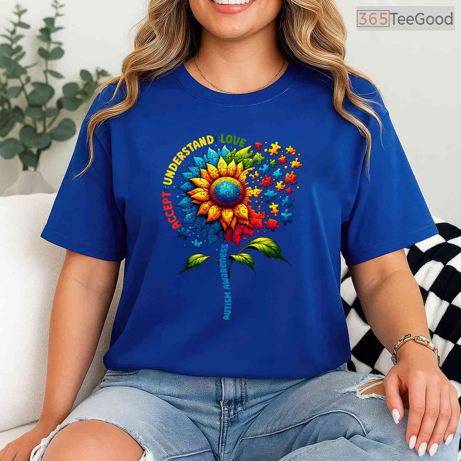Sunflower Autism Awareness April T-Shirt Men Women Kids Neurodiversity Tee
