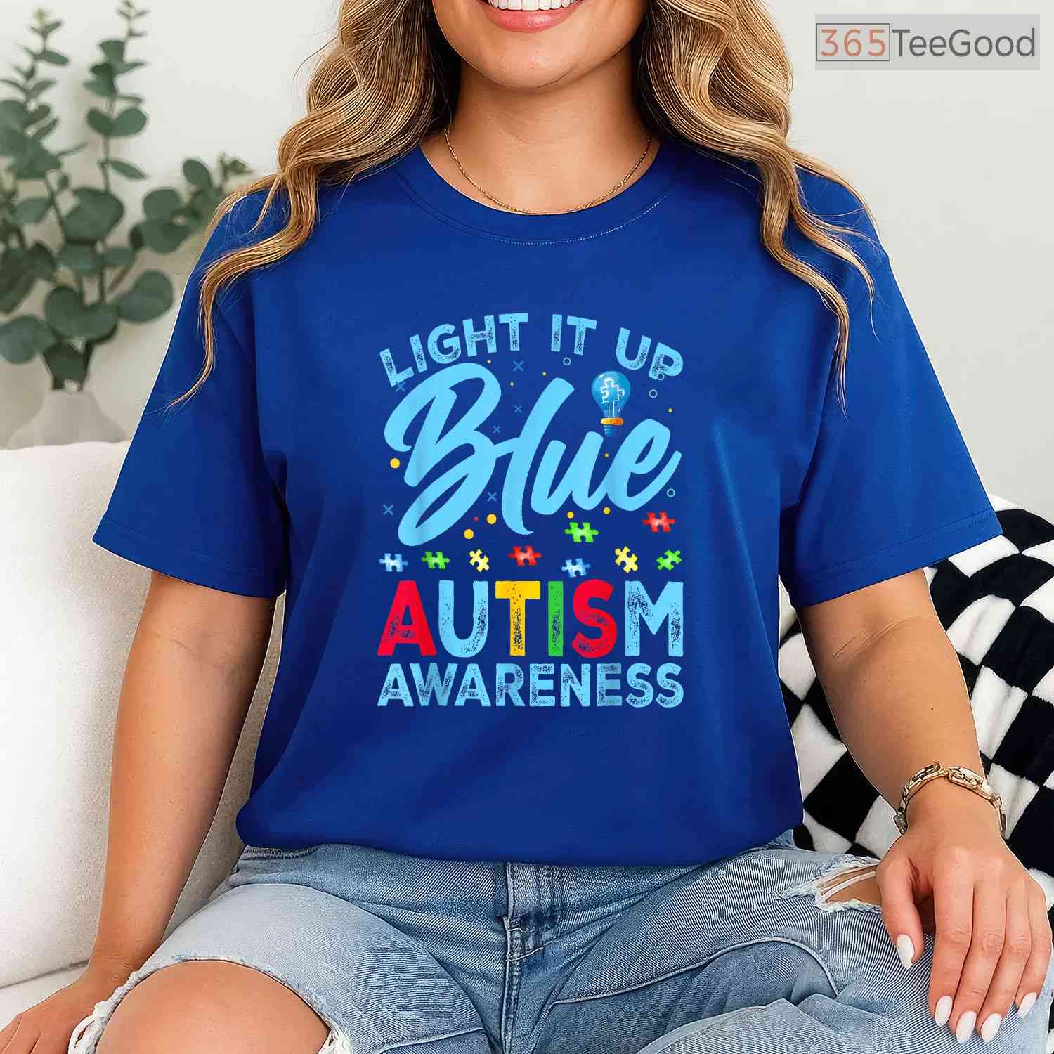 Light It Up Blue Autism Awareness Men Women Kids T-Shirt April Month Gear