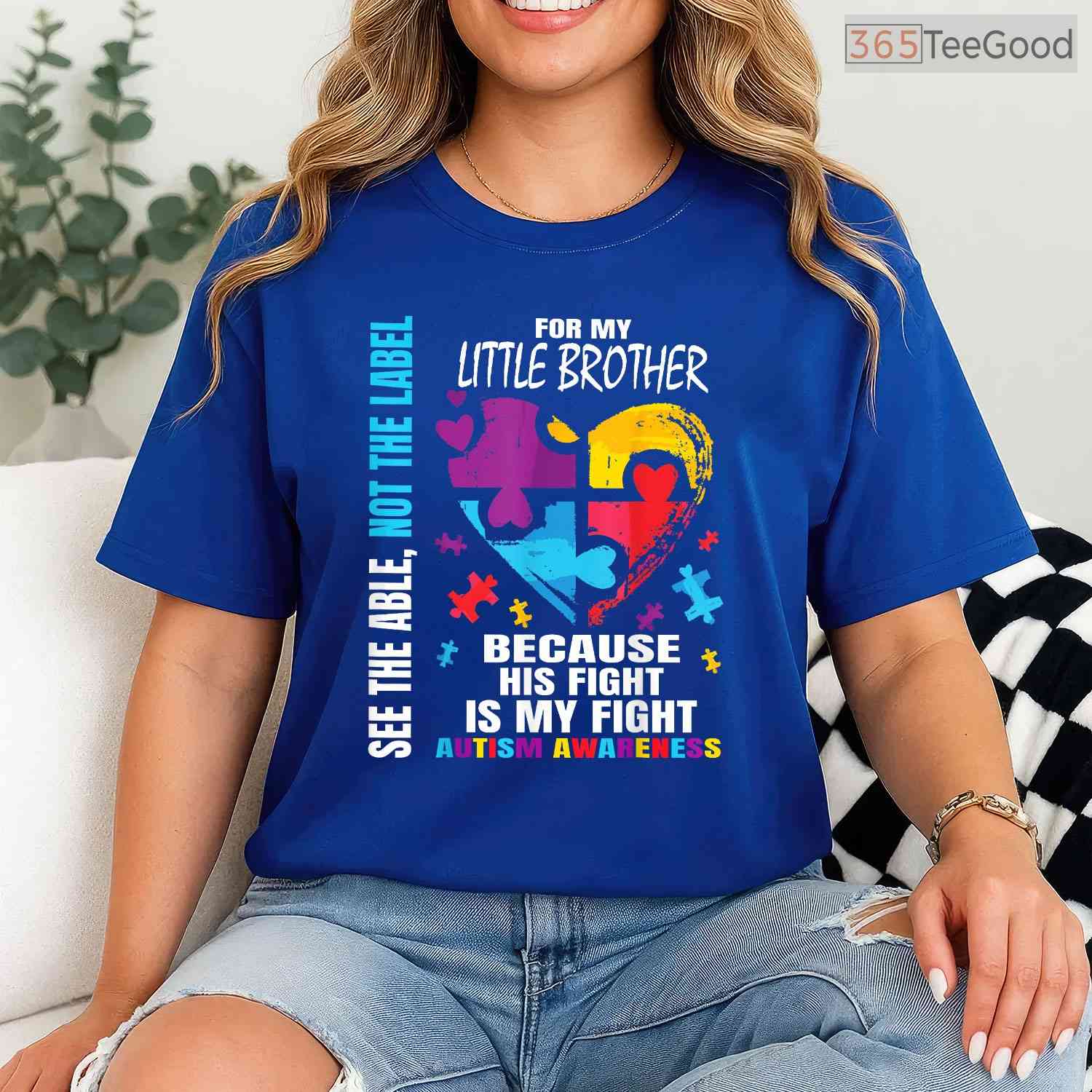 His Fight Is My Fight Blue Little Brother Autism T-Shirt April Awareness