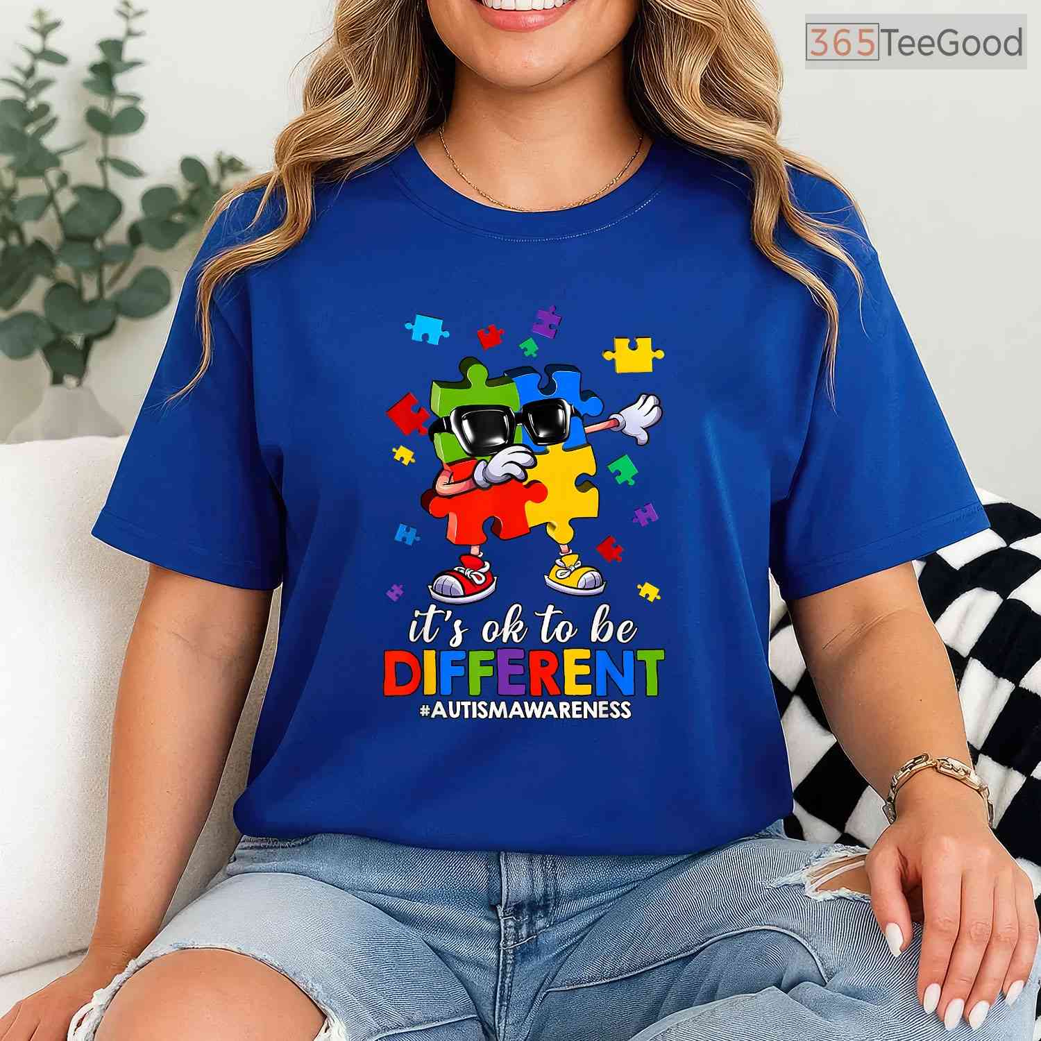 Its OK To Be Different Dabbing Puzzle Autism Shirt April Awareness Kids T-Shirt