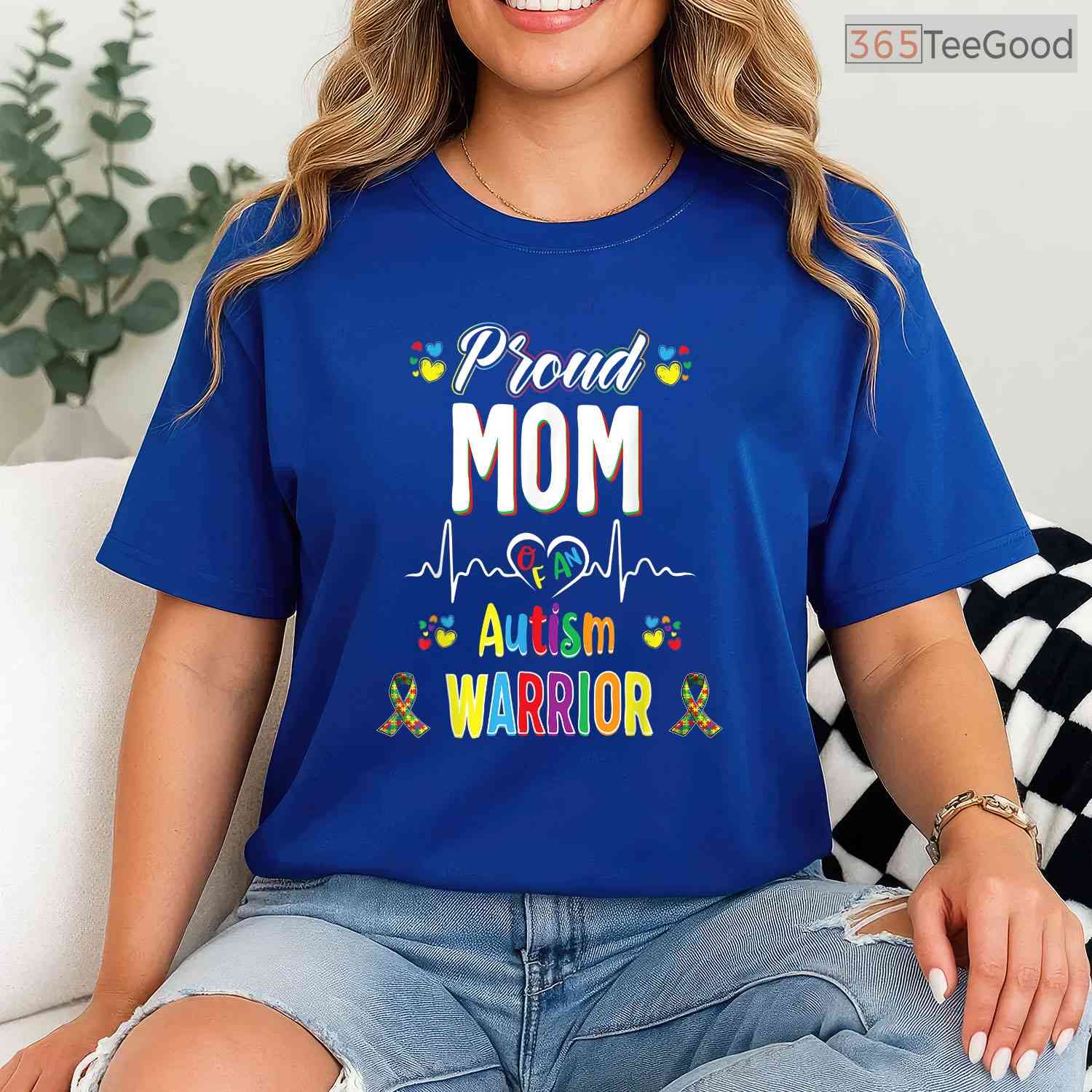 Proud Mom Autism Warrior Awareness Ribbon Shirt April Support Autistic T-Shirt