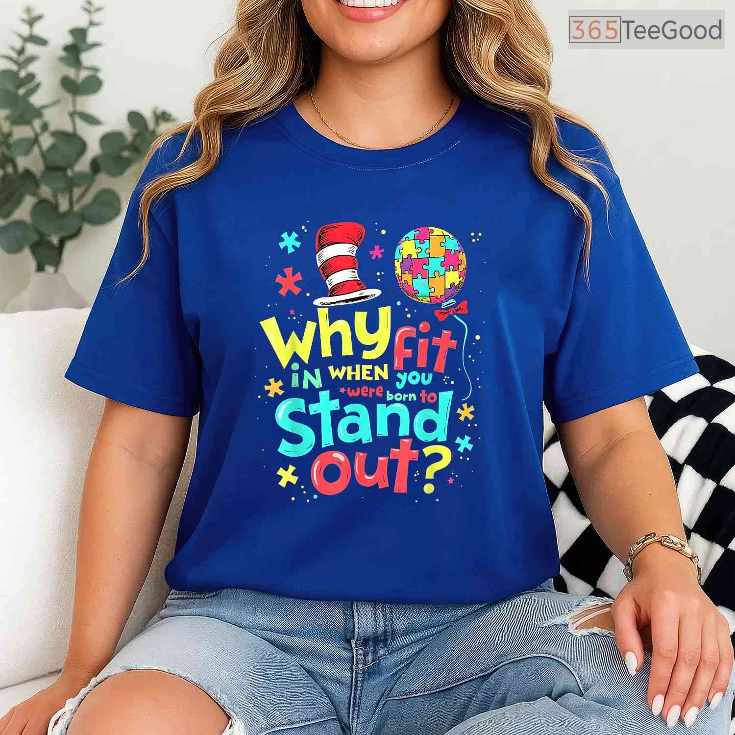 Autism Awareness Why Fit In Doctor Teacher Cat Shirt April Month Cool T-Shirt