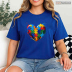 Autism Awareness Heart Valentine Day Puzzle Shirt April Boy Girl Love T-Shirt