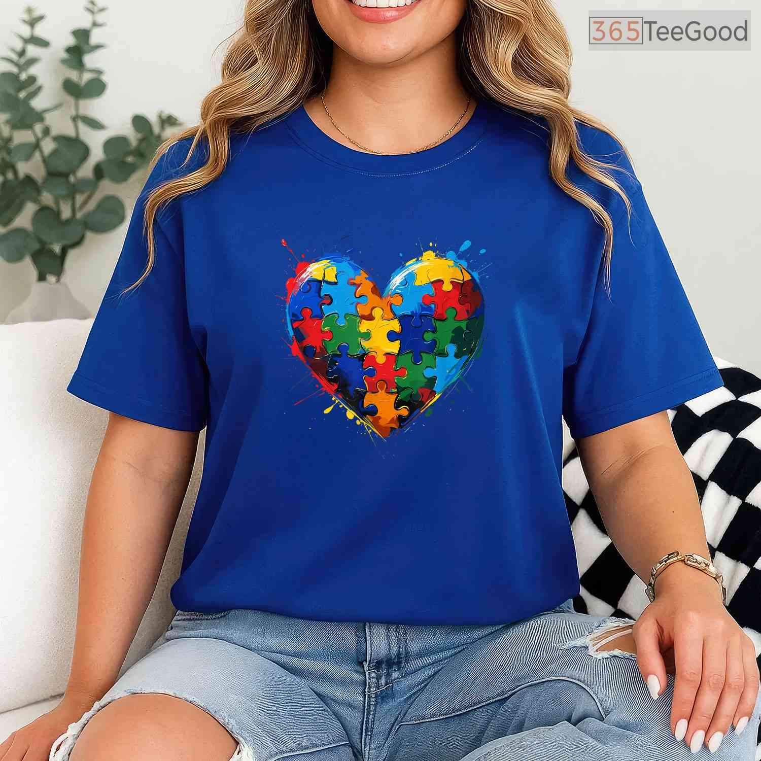 Autism Awareness Heart Valentine Day Puzzle Shirt April Boy Girl Love T-Shirt