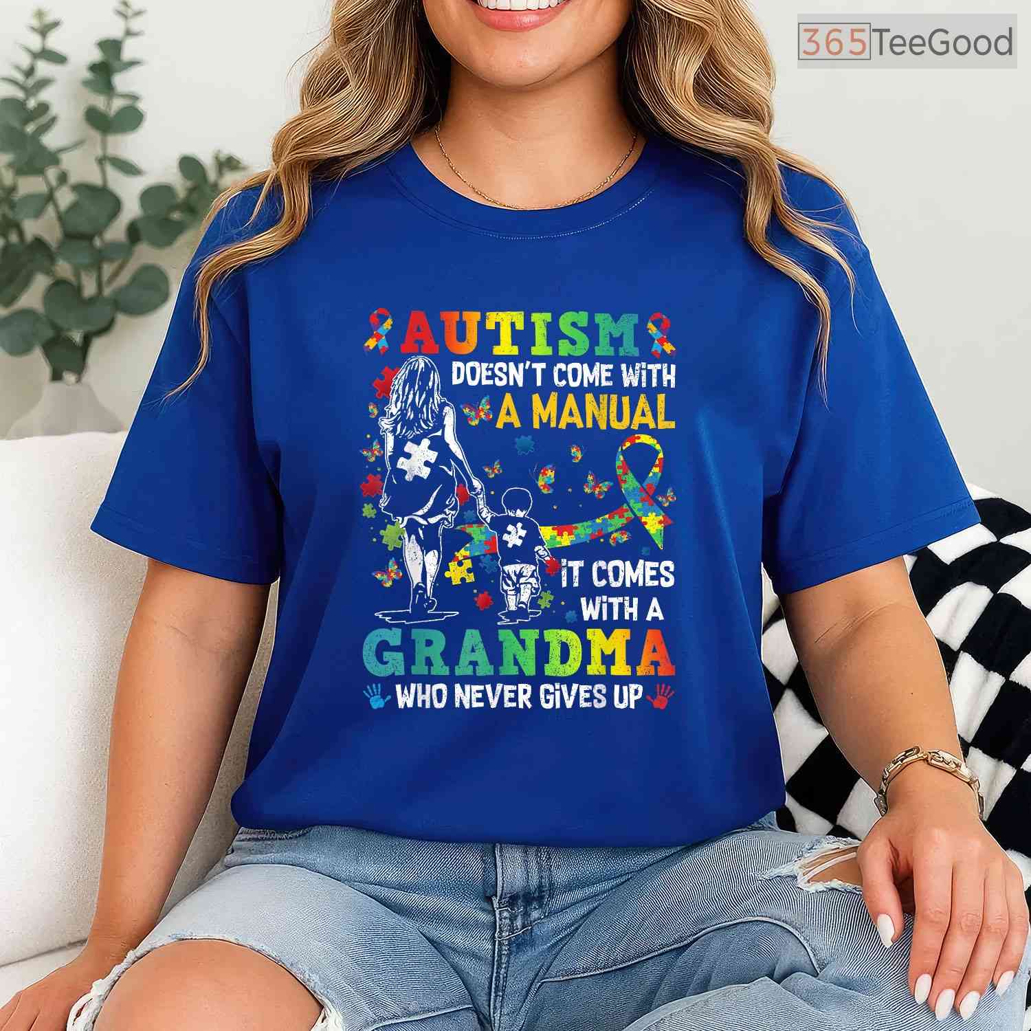 Autism Grandma Does Not Come With Manual Shirt April Awareness Funny T-Shirt
