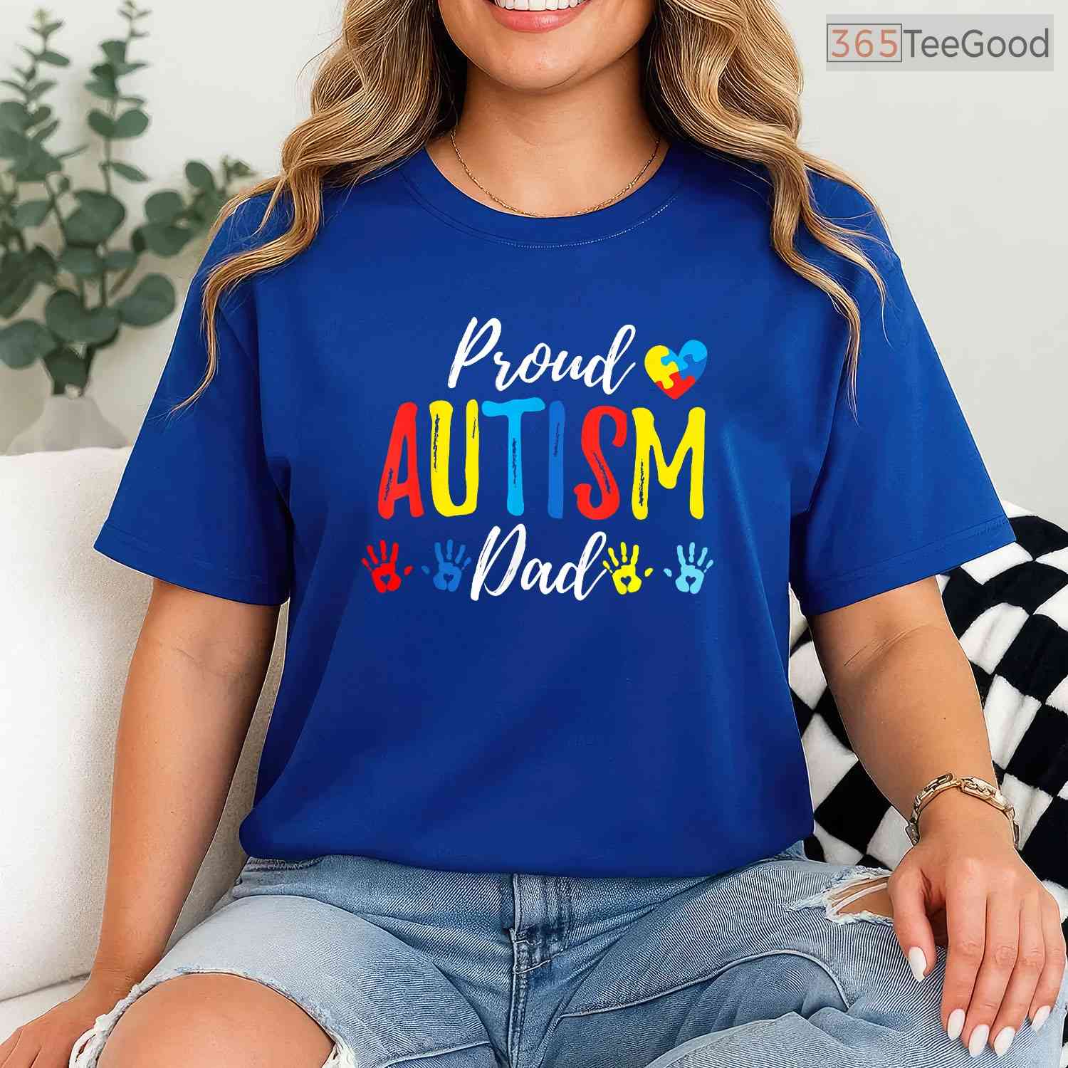 Proud Dad Autism Awareness Family Matching Shirt April Support Men T-Shirt