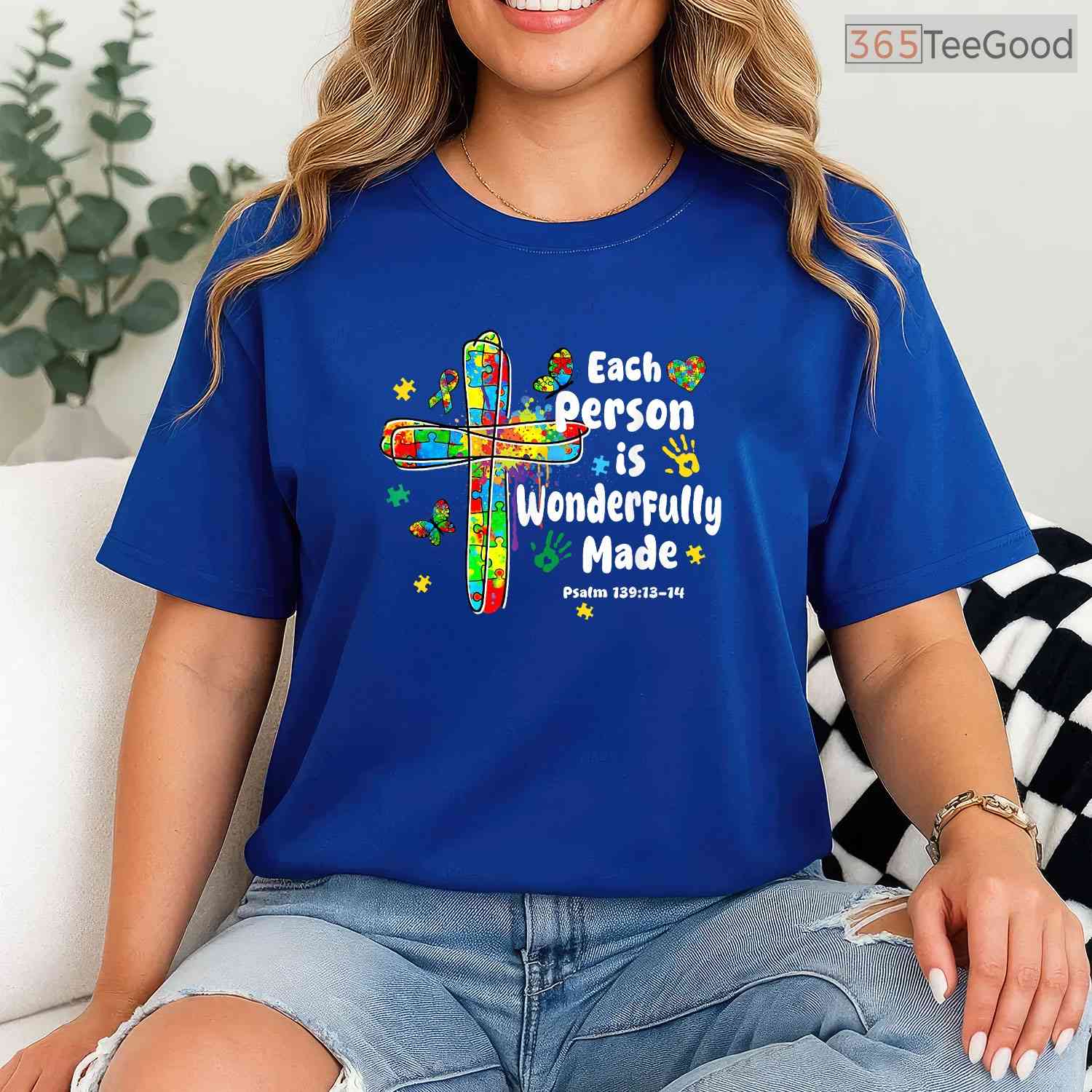 Each Person Is Wonderfully Made Christian Autism Bible Verse Shirt April T-Shirt