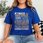 Kings Are Born In April T-Shirt - Best Birthday Gift For Men - Cool Crown Graphic