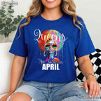 Queens Are Born In April T-Shirt - Women - s Birthday Gift Tee - Elegant Crown Art