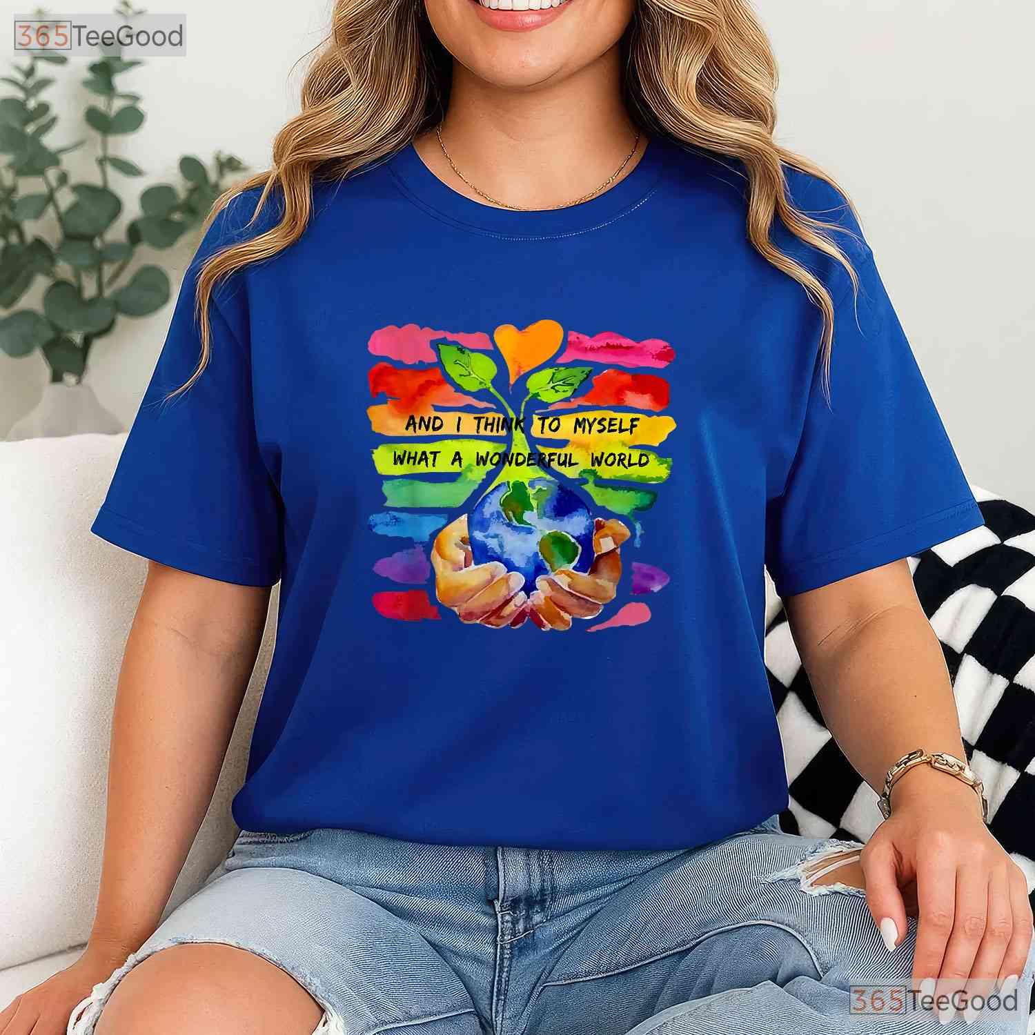 What A Wonderful World Earth Day T-Shirt Vintage Musical Lyric Nature Lover Graphic
