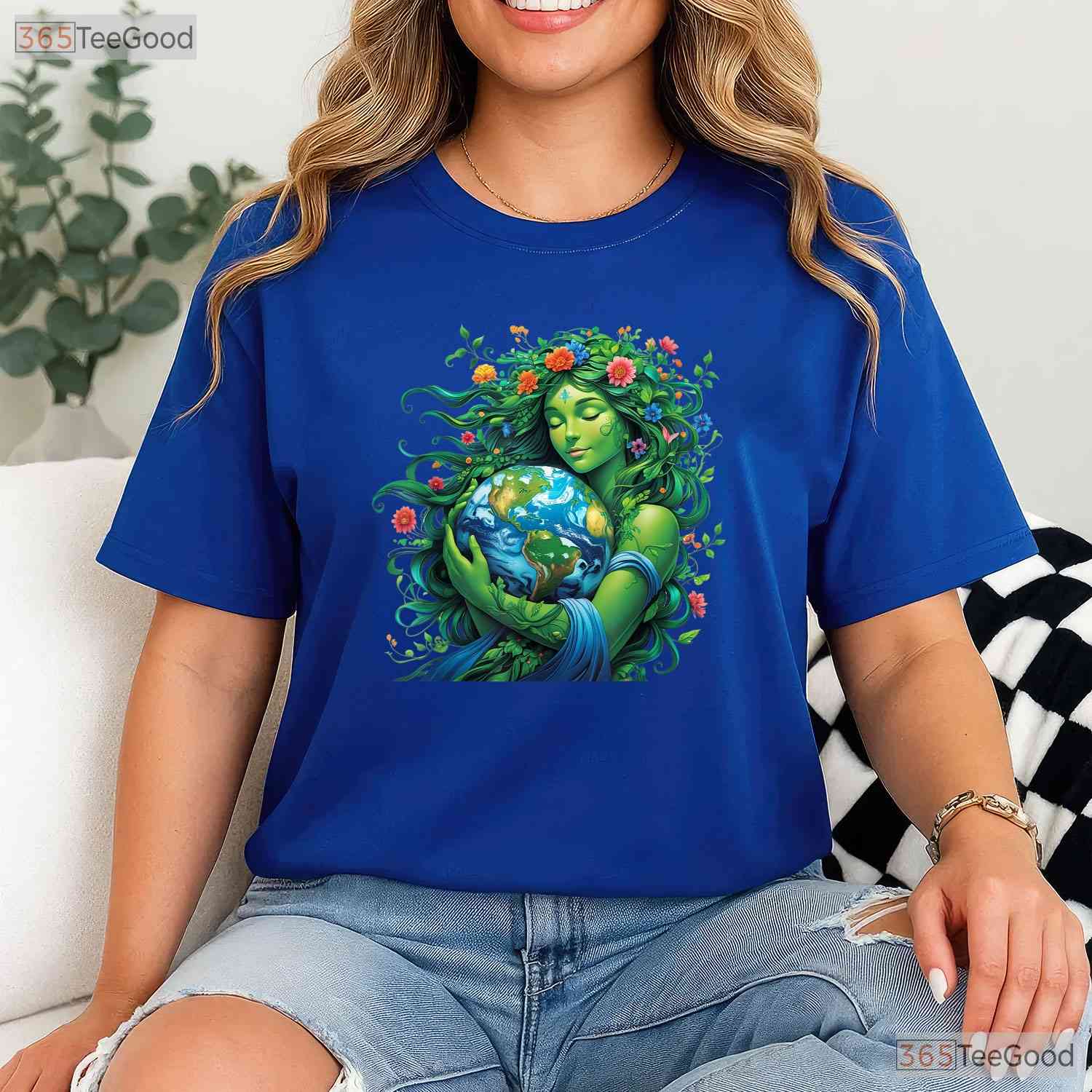 Green Mother Nature Earth Day T-Shirt Earth Mother Planet Nature Goddess Graphic