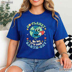 Cute Go Planet Its Your Earth Day 2026 T-Shirt Teacher Kids Groovy Retro Flower