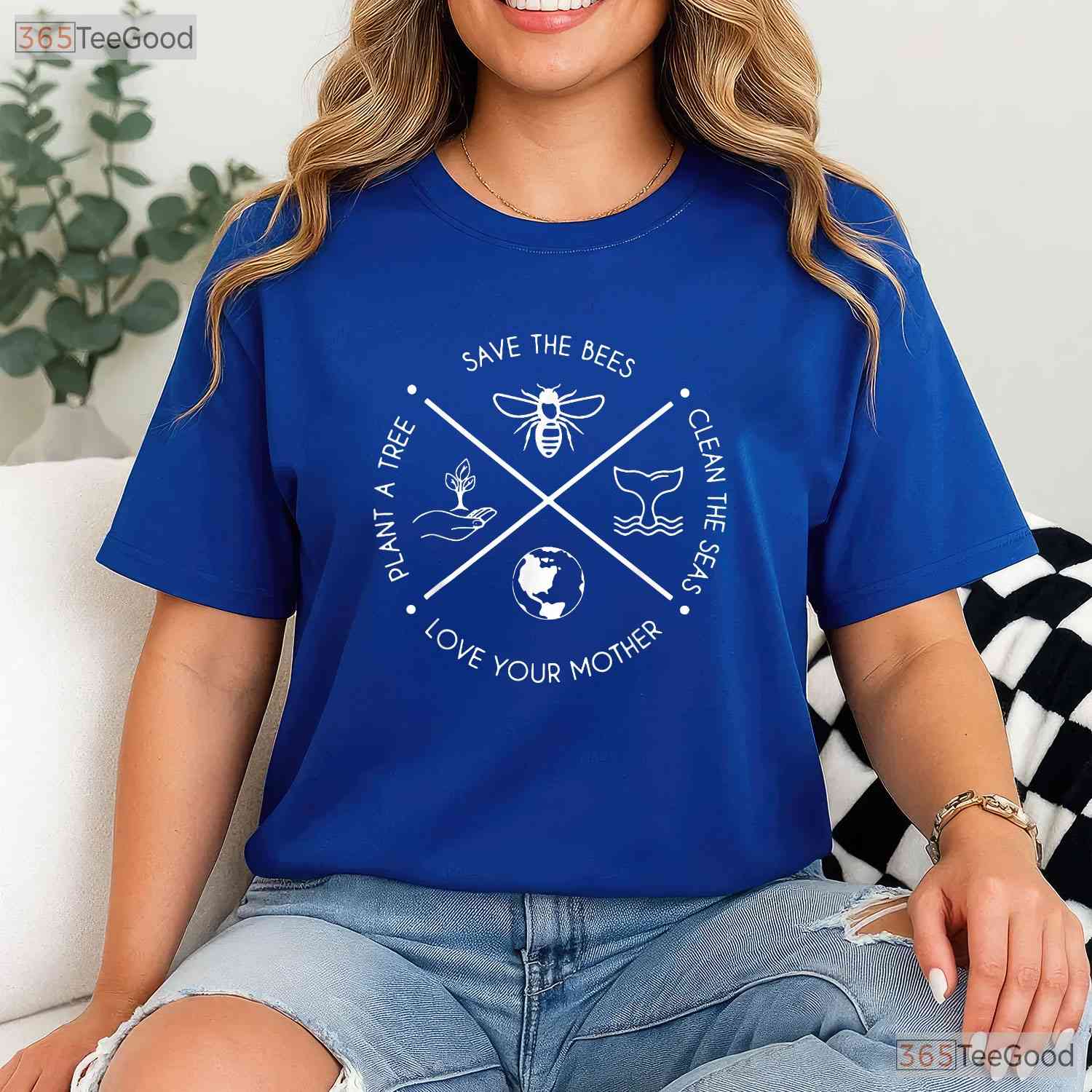 Earth Day Save The Bees Plant More Trees Clean The Seas T-Shirt Eco Activist Gift