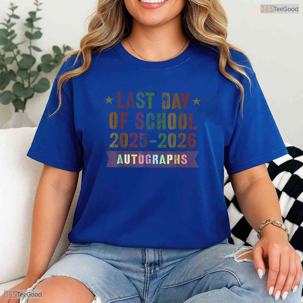 Interactive Goodbye School Last Day 2026 Kids Sign My Autographs T-Shirt