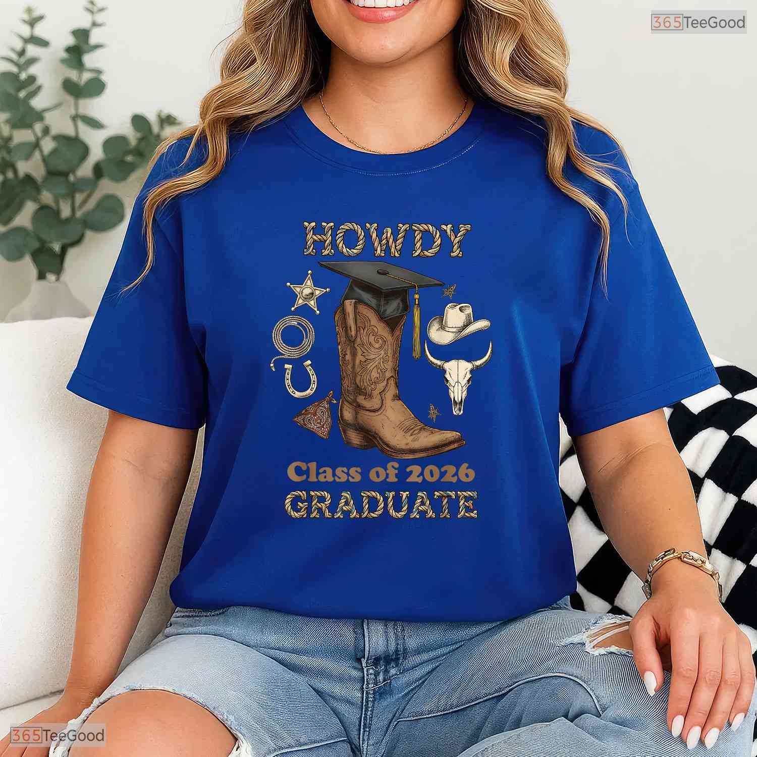 Country Howdy Class Of 2026 Graduate Western Cowboy Boot Graduation Party T-Shirt