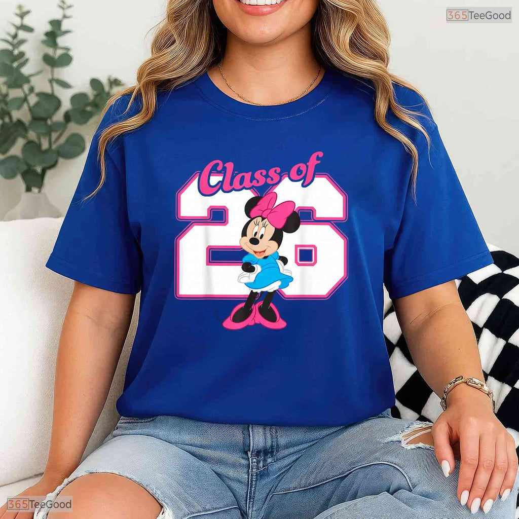 Cute Mouse Bow Ears Class Of 2026 Graduate High School Senior Graduation T-Shirt