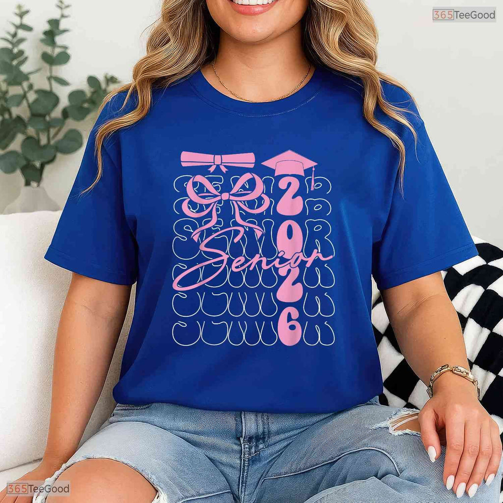 Trendy Coquette Bow Senior 2026 Class Of 2026 Graduation Apparel For Girls Shirt