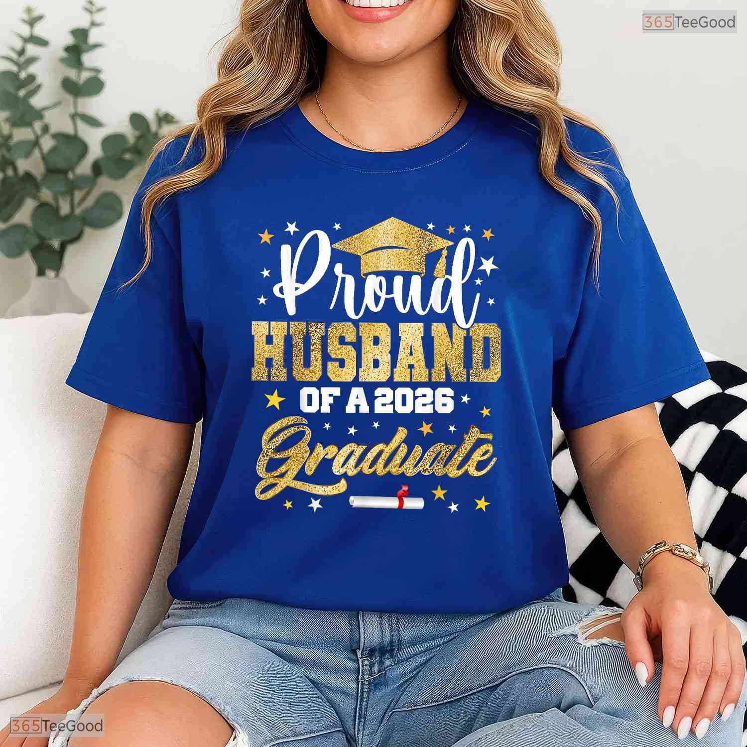 Proud Husband Of A 2026 Graduate Awesome College University Family Matching Shirt