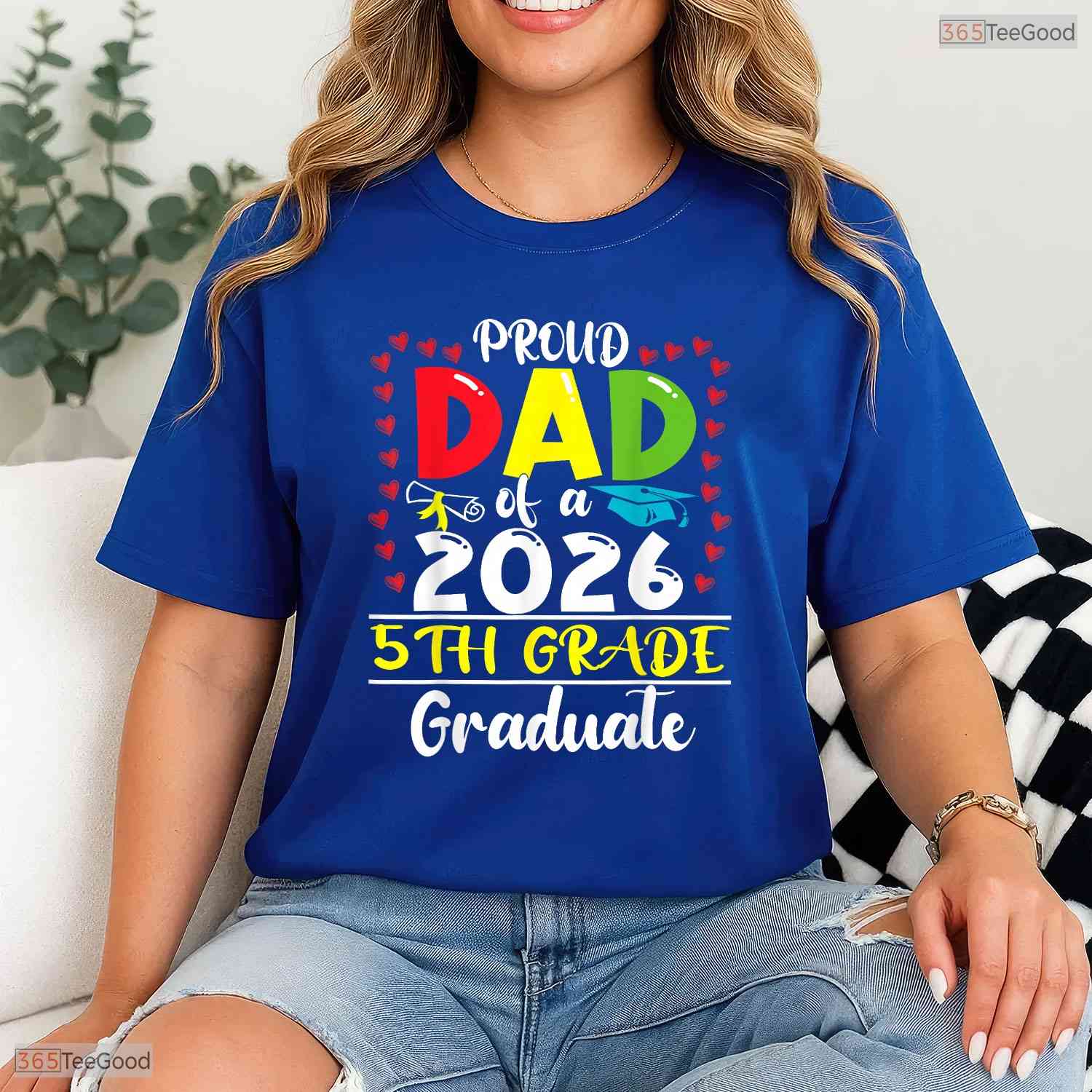 Funny Proud Dad Of A Class Of 2026 5th Grade Graduate Elementary Ceremony T-Shirt