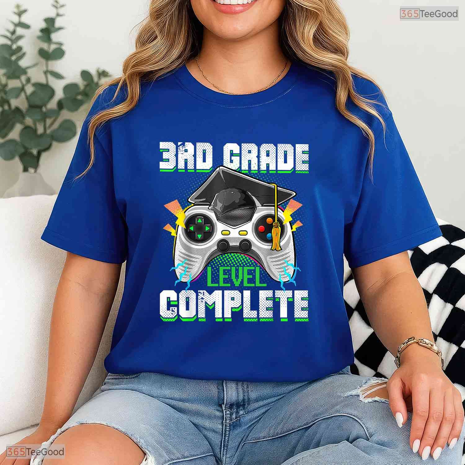 3rd Grade Level Complete Funny Third Grade Video Gamer Boys Graduation Party Shirt