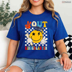Groovy Peace Out Kindergarten Last Day Of School Retro Graduation Kids Shirt