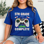 5th Grade Level Complete Funny Gaming Class Of 2025 Gamer Graduation T-Shirt