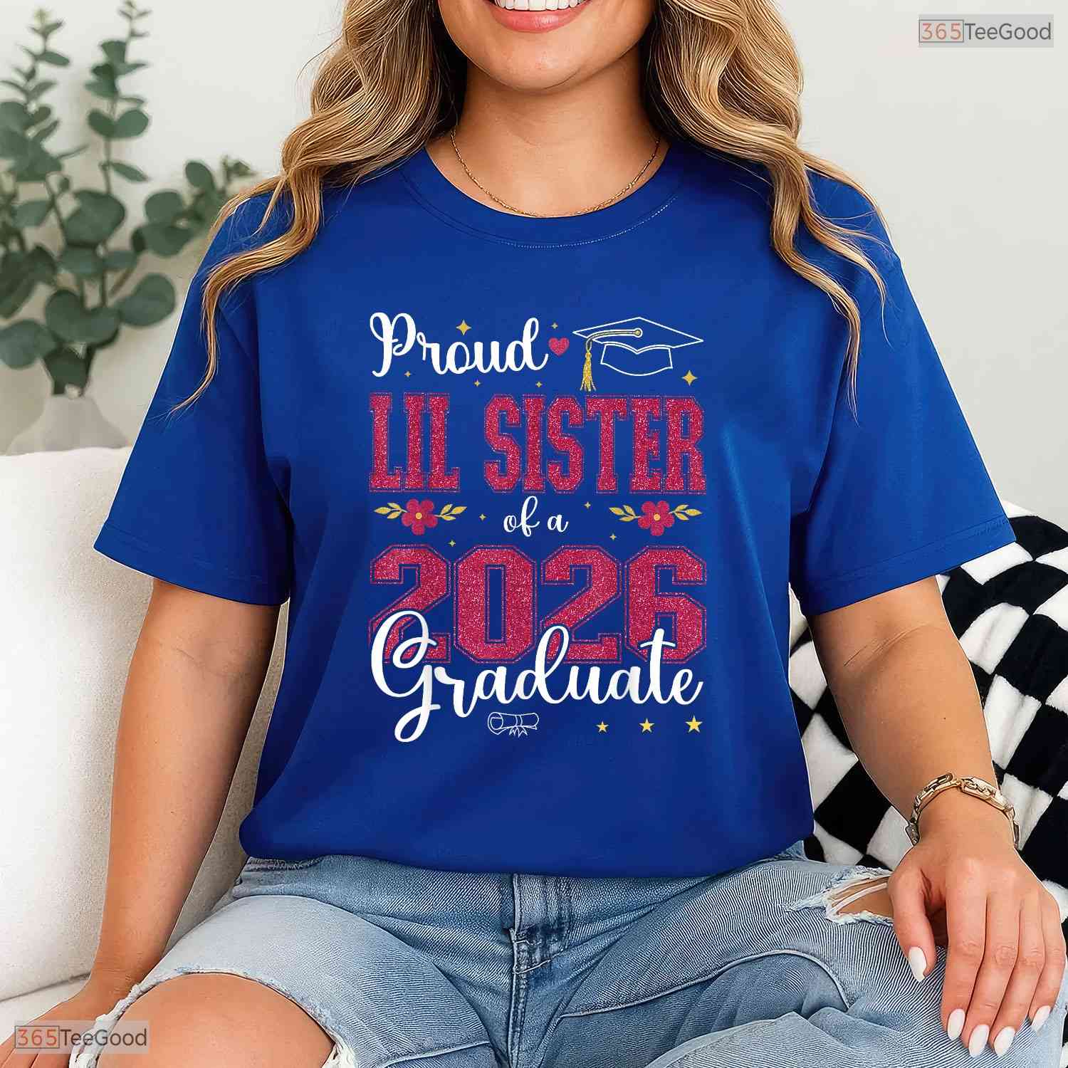 Proud Lil Sister Of A Class Of 2026 Graduate Matching Sibling Ceremony T-Shirt