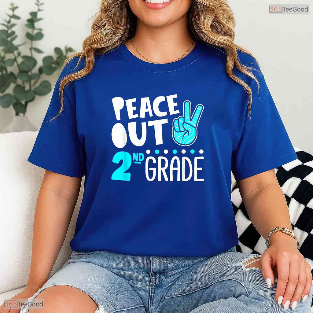 Peace Out 2nd Grade Graduation Funny Last Day Of School 2026 Kids Party Shirt