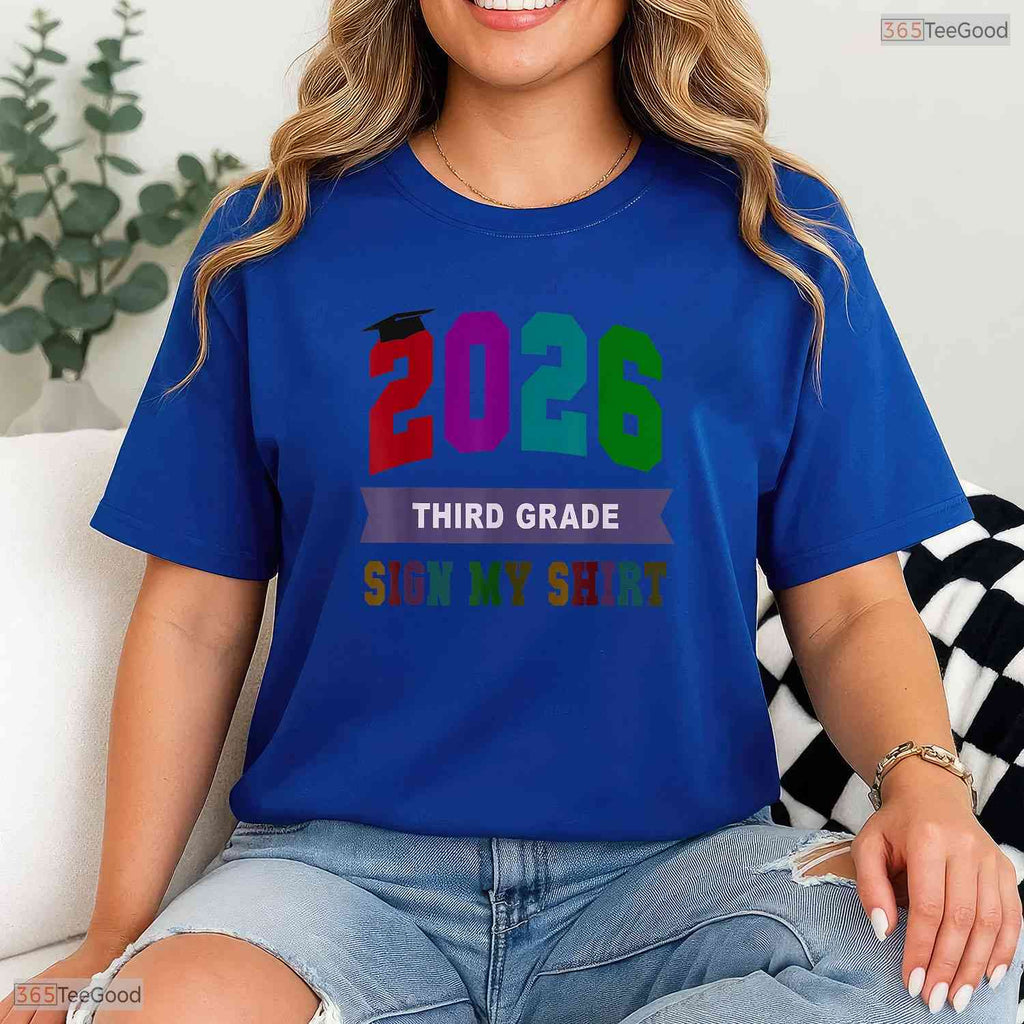 Bye 3rd Grade Last Day Of School 2026 Signing Autographs Memory Kids T-Shirt