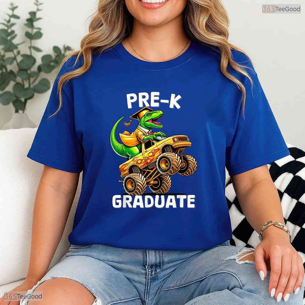 Pre-K Graduation Monster Truck Dinosaur Boys Kids Moving Up Ceremony Shirt