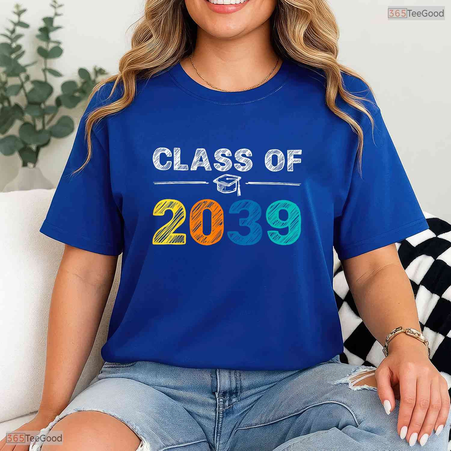 Class Of 2039 Grow With Me First Day Of School Oversized Youth Graduation Shirt