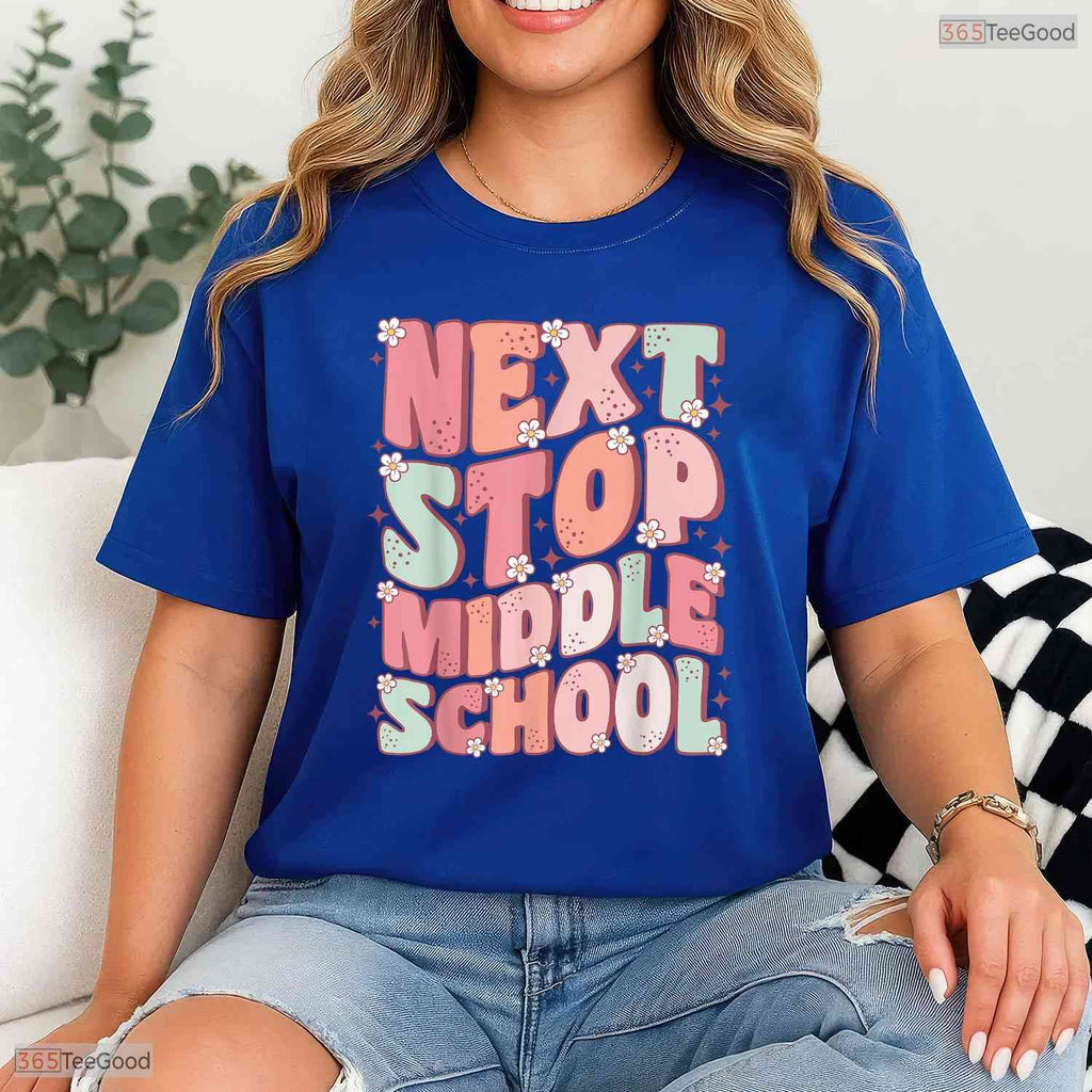 Next Stop Middle School Groovy Elementary School Graduation Transition Youth T-Shirt