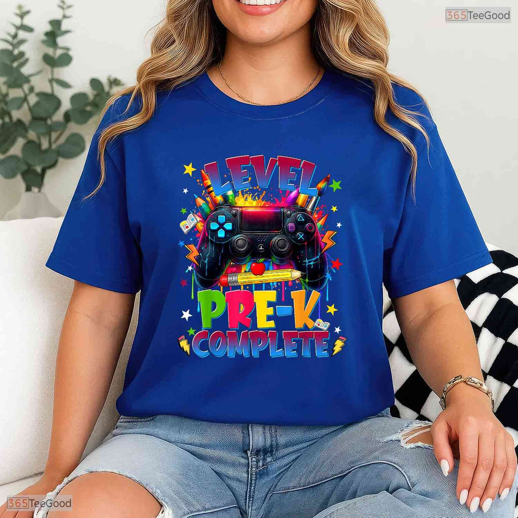 Level Pre K Grade Complete Funny Gaming Graduation Last Day Of School Boys T-Shirt