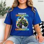 Goodbye Preschool Hello Kindergarten T-Rex Monster Truck Youth Boy Graduation T-Shirt