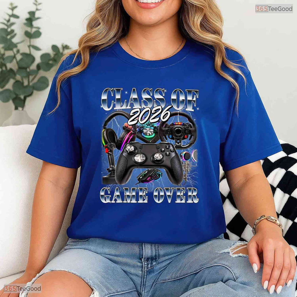 Retro Class Of 2026 Game Over Graduate 90s Style Senior Graduation Party T-Shirt