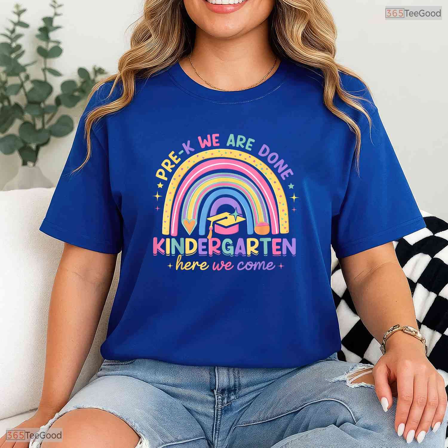 Last Day Pre-K Done Kindergarten Here We Come Cute Moving Up Graduation Kids T-Shirt